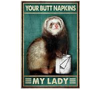 Buywell Ferret Your Butt Napkins Retro Tin Sign, Bathroom Decoration For Bars, Restaurants, Cafes And Bars,Es New Year, Metal Sign Decor Poster Wall Art Tin Sign Decor Metal Sign Poster 8X12 Inches