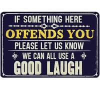 Buywell If Anything here Offends You Please let us Know we can All use a Good Laugh, Vintage Art Poster Plaque Sign Home Decor Plaque Poster for Home Garden Farmhouse Garage Decor 5.5x8inch