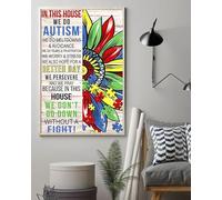 Buywell In This House We Do Autism Vintage Home Decor Wall Art Tin Sign Metallic 8x12 Inches