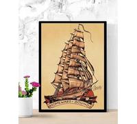 Buywell Metal Poster Plaque Sailor Jerry Tattoo Canvas Print giclee Poster Vintage Wall Home Decor 8x6 Inch