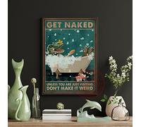 Buywell Metal Tin Retro Sign Funny T-Rex Dinosaur Get Naked Don't Make It Weird Bathroom Poster, Bathroom Wall Art, Bathroom Wall Decor, Funny Bathroom Signs 5.5x8 Inch