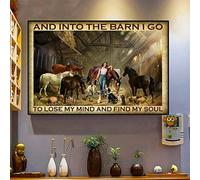 Buywell Metal Vintage Tin Sign Decor and Into The Barn I Go to Lose My Mind and Find My Soul Horse Cowgirl Poster Wall Poster Plaque for Home Kitchen Bar Pub Club Coffee Shop Decor 8x12 Inch