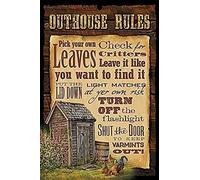 Buywell New Funny Metal Sign Outhouse Rules Sign,Hanging Sign,Suitable for Home Garage Bar Sign Cafe Farm Country Kitchen Retro Metal Home Decor 7.8x11.8 Inches