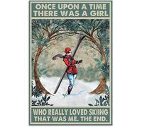 Buywell Once Upon a time There was a Girl who Liked Skiing Very Much, Vintage Novelty Tin Sign, Farm Country Cottage Wall Decor 12x8inch