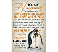 Buywell Penguin Poster for My Husband, The Day I met You, I was Totally in Love with You, Vintage Novelty Tin Sign, Farm Country Cottage Wall Decor 12x8inch