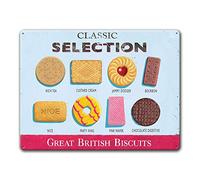 Buywell Retro Kitchen Decor Sign, British Biscuits Martin Wiscombe Vintage Home Decor Poster Decor Poster Wall Art Tin Sign Decor Metal Sign Poster 8X12 Inches
