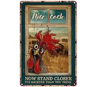 Buywell Rooster Decor For Kitchen Chicken Window Nice Cock Now Stand Closer It Is Shorter Than You Think Vintage Home Decor Poster Decor Poster Wall Art Tin Sign Decor Metal Sign Poster 8X12 Inches