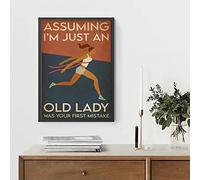 Buywell Running Girl I¡¯M Just An Old Lady Poster, Go Running Poster, Girl Running Decor Poster Wall Art Tin Sign Decor Metal Sign Poster 8X12 Inches