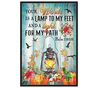 Buywell Vintage Metal Tin Sign Your Word is a Lamp to My Feet, Psalm 119:105 Photography Print Lamp Lantern Bible Verse Wall Art Decor Poster Sign Novelty Sign 5.5x8 Inch