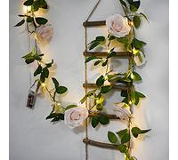 buywin Colorful Rose Fairy String Lights 2M Artificial Flower Garland with LED Copper Light Strings, Rose Vine Lights Decor for Christmas Wedding Bouquets Home Window(Baby Pink)