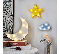 buywin Moon Star Cloud Light Set Battery Operated Plastic Children's Night Light LED Moon Star Cloud Table Lamps for Kids Bedroom, Nursery, Home(set2)
