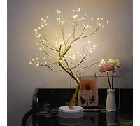 BuyWin Novelty Copper String Tree Light Starry Tree Night Lamps Battery&USB Powered LED Table Lights Firefly Tree Lights Decor for Wedding Bedroom, Everyday Home Decorations(Gold)