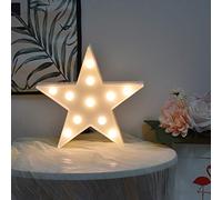 buywin Star Shaped Night Light LED Battery Powered Marquee Light Sign Plastic Table Wall Light Decor Pentagram Decoration for Home Children Bedrrom Nursery(White Star)