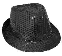 Buywis Sequin Fedora Hat for Kids Glitter Jazz Cap for Boys Girls Shiny Disco Hat Black