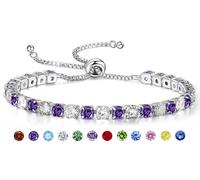 Buywis Tennis Bracelet for Women Birthstone Cubic Zirconia Bracelet Silver Silder Bracelet Birthday Jewellery Graduation Gifts June Birthstone