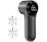 buywoo Fabric Shaver, Electric Lint Remover, Rechargeable Sweater Defuzzer to Remove Pilling, Battery Operated, 6-blade, 3-speed with LED Display for Clothes, Upholstery, Furniture, Black