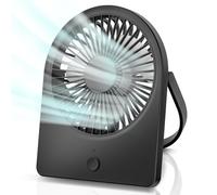 buywoo Portable USB Desk Mini FAN, USB-A Corded Powered Small Personal Fan, Foldable Office Desk Accessories for Home, Desktop, 3-speed Hangable Cruise Essentials with Strong Wind, Black