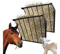 BUYYAH 2Pcs Horse Feeder, 31.5'' Long Livestock Feeder with 24 Gallon Large Capacity, Carbon Steel Wall Mounted Hay Rack for Horses, Sheep, Goats, Indoor Outdoor Uses