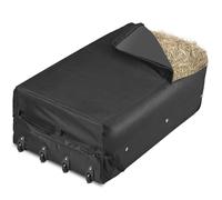 BUYYAH Waterproof Rolling Hay Bale Bag, 4 Heavy Duty Wheels 46” x 23” x 16” Extra Large Hay Bale Storage Bag, Breathable Rolling Bale Bag for Storage and Transport, Black