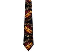 BUYYOURTIES Mens Musical Wind Instrument Neck Tie, Black Burgundy Goldo, One size