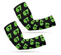 Buyzzus Funny Arm Sleeves Cooling Sun Protection Arm Sleeves with 6 7 Six Seven Pattern, Funny Gifts Adult Men Women for Outdoor Sports Football Basketball Baseball (Green)