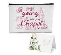 BUZCOZY Personalized Monogram Makeup Bag,Custom Cosmetic Travel Toiletry Bag,Monogrammed Gifts for Women,Sisters,Bridesmaids,Bachelorette & Bridal Shower Gifts, Going to the Chapel-pink, Pink