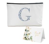 BUZCOZY Personalized Monogram Makeup Bag,Custom Cosmetic Travel Toiletry Bag,Monogrammed Gifts for Women,Sisters,Bridesmaids,Bachelorette & Bridal Shower Gifts, G, Initial