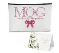BUZCOZY Personalized Monogram Makeup Bag,Custom Cosmetic Travel Toiletry Bag,Monogrammed Gifts for Women,Sisters,Bridesmaids,Bachelorette & Bridal Shower Gifts, Mother of the Groom-pink, Pink