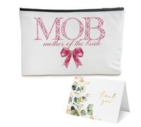 BUZCOZY Personalized Monogram Makeup Bag,Custom Cosmetic Travel Toiletry Bag,Monogrammed Gifts for Women,Sisters,Bridesmaids,Bachelorette & Bridal Shower Gifts, Mother of the Bride-pink, Pink