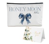 BUZCOZY Personalized Monogram Makeup Bag,Custom Cosmetic Travel Toiletry Bag,Monogrammed Gifts for Women,Sisters,Bridesmaids,Bachelorette & Bridal Shower Gifts, Honey Moon Vibes-blue, Blue