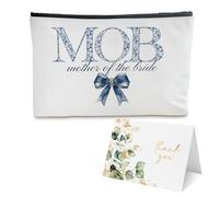 BUZCOZY Personalized Monogram Makeup Bag,Custom Cosmetic Travel Toiletry Bag,Monogrammed Gifts for Women,Sisters,Bridesmaids,Bachelorette & Bridal Shower Gifts, Mother of the Bride-blue, Blue