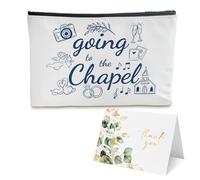 BUZCOZY Personalized Monogram Makeup Bag,Custom Cosmetic Travel Toiletry Bag,Monogrammed Gifts for Women,Sisters,Bridesmaids,Bachelorette & Bridal Shower Gifts, Going to the Chapel-blue, Blue