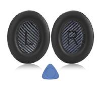 Buziba Replacement Ear Pads for Bose QC35 QC35 II Circumaural High Density Memory Foam Active Noise Cancelling Soft Black with Triangular Zipper Opener