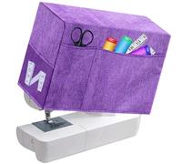 Buziba Sewing Machine Cover, Protective Quilted Dust Cover with Storage Pockets, Compatible with Most Standard Singer & Brother Machines (Purple)