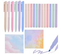 BUZIFU 18 Pcs Pastel Highlighters 12 Aesthetic Highlighters and 6 Fineliner Pens 200 Sticky Notes Soft Chisel Tip Bible Highlighters Marker Pens No Bleed for Journaling Notes School Office Supplies