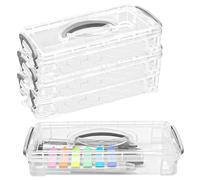 BUZIFU 3 Pack Plastic Pencil Box Stackable Clear Pencil Storage with Snap-Tight Lid Large Capacity Hard Pencils Case Office Supplies Storage Organizer Boxs Stationery Case for Art Supply, Office