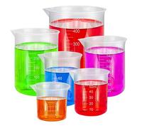 BUZIFU 6 Pack Measuring Jugs 25ml 50ml 100 ml 150ml 300ml 500ml Heat Resistant Measuring Cups Labs Graduated Beakers Food-Safe Plastic Jug Beakers Mixing Cups Liquid Baking Cooking Measure Tool