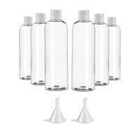 BUZIFU 6 Pcs Plastic Bottles 100ML Empty Travel Bottles Flip Cap Bottles Cosmetic Bottle Transparent Containers Air Flight Travel Containers Set with 2 Pcs Small Funnel for Travels Cosmetic - Clear