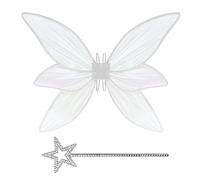BUZIFU Fairy Wings Butterfly Wings Dress Up Sparkling Sheer Wings Fairy Angel Wings with Wand Fairy Princess Costume Accessories Angel Princess Set for Girls Women Birthday Stage Fairy Themed Party