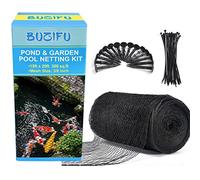 BUZIFU Koi Pond Netting Kit 4.5 x 6m Heavy Duty Fine Mesh Pond Net Cover Mesh Fruit Trees Netting Reusable Garden Nets with 14 Pegs and 30 Cable Ties for Keeping Out Predators and Leaves