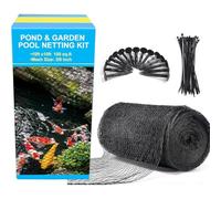 BUZIFU Pond Netting, 10 x 10FT Pond Net for Koi Ponds, Garden Pool Fine Mesh Pond Netting Cover for Leaves, Protects Koi Fish from Birds Cats Predators, with 12 Stakes and 30 Cable Zip Ties