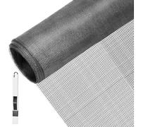 Buzifu Window & Mesh 80 x 120 cm Fiberglass Fly Screen Insect Replacement Cuttable Mosquito Net Pet Screen with Cleaning Brush for Windows, Doors, Patio, Cat-Proof, Gray