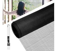 BUZIFU Window Screen Mesh 120 x 120cm Fiberglass Screen Fly Screen Wire Mesh Insect Mesh Replacement Cuttable Mosquito Net Pet Screen with Cleaning Brush for Windows Doors Patio, Cat-Proof, Black