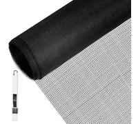 BUZIFU Window Screen Mesh 130 x 150 cm Fiberglass Screen Fly Screen Wire Mesh Insect Mesh Replacement Cuttable Mosquito Net Pet Screen with Cleaning Brush for Windows Doors Patio, Cat-Proof, Black