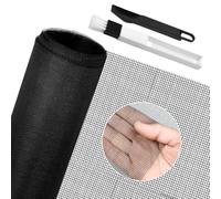 BUZIFU Window Screen Mesh 150 x 500cm Fiberglass Screen Fly Screen Wire Mesh Insect Mesh Replacement Cuttable Mosquito Net Pet Screen with Cleaning Brush for Windows Doors Patio, Cat-Proof, Black