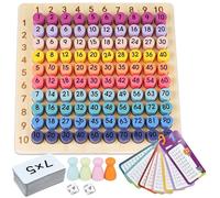 BUZIFU Wooden Math Multiplication Board, Math Learning Kit Colourful Board Montessori Maths Multiplication Table Tray Educational Learning Counting Game Arithmetic Practice Set for Kids Ages 1-6