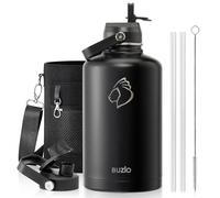 BUZIO 2.5L Insulated Water Bottle Stainless Steel with Straw & Spout Lid | Big Metal Water Gallon, Keeps Cold 48 Hrs Hot 24 Hrs, Leakproof Drink Bottles, BPA-Free, for Gym, Travel, Sports