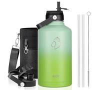 BUZIO 2L Insulated Water Bottle Stainless Steel with Straw & Spout Lid | Large Metal Water Thermo Flask, Keeps Cold 48 Hrs Hot 24 Hrs, Leakproof Drink Bottles, BPA-Free, for Gym, Travel, Sports