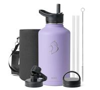 BUZIO Insulated Water Bottle 2L with 3 Lids, Keep Cold 48 Hrs