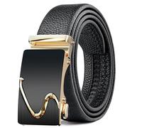 BuzToz Men's, Leather Ratchet Dress Sliding Adjustable Belts, Zd056-e Gold, 36-42W
